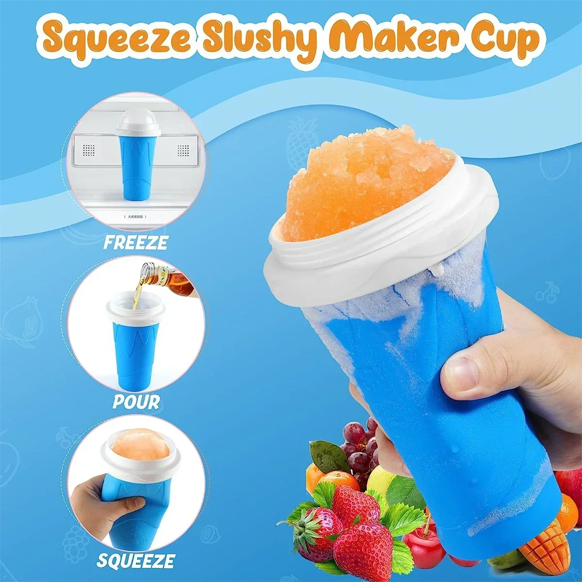 Domowy kubek robić smoothie Szybko mrożjeden lody Butelka na koktajl mleczny Lato DIY Sok mrożony Puchar Zamrożjeden przenośne kubki robić wyciskania Slushie