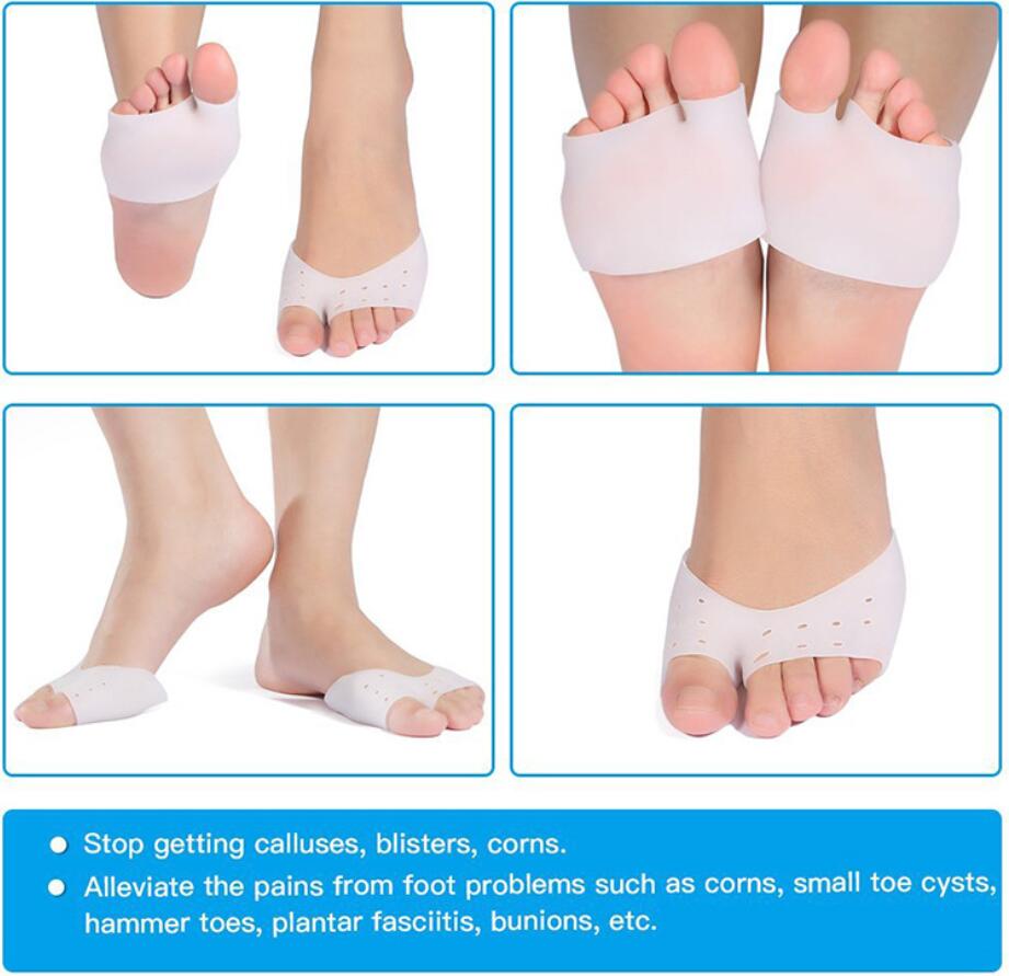 Luva de silicone para proteção dos pés, protetor de dedos dos pés, salto alto, proteção para hálux valgus em gel, almofada para massagem dos pés, ferramenta de cuidados com os pés, 1 par