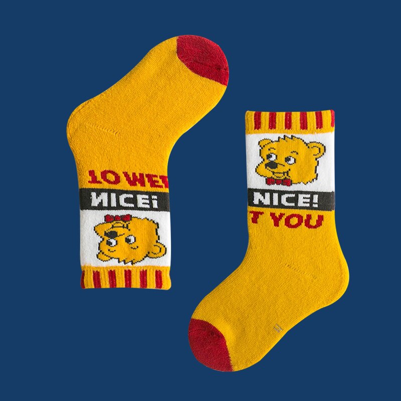 3-12y enfants hiver chaussettes chaudes en laine pour l'hiver garçons bébé fille chaude thermique longues chaussettes en éponge animaux mignons: c126 flash / 6 TO 8T