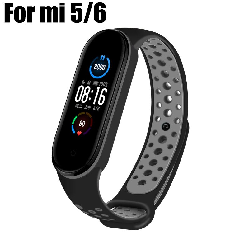 Inteligentna bransoletka dla Xiaomi Mi Band 6 5 pasek silikonowy MiBand 3 4 bransoletka pasek na rękę dla Xiaomi Mi Band 6 wymienny pasek do: Black gray mi 5 6