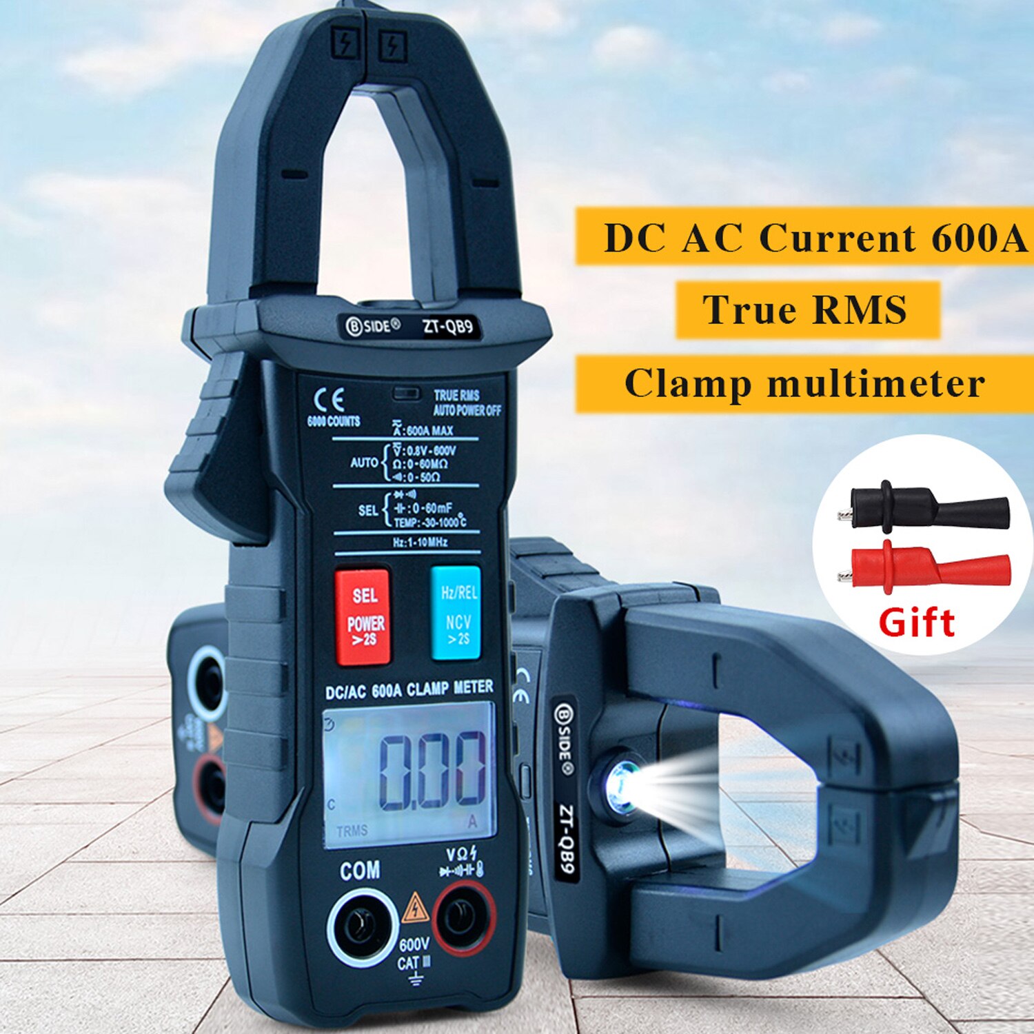 BSIDE 6000 Counts Digital Clamp Meter True RMS Multimeter Clamp Ammeter AC DC Voltage Current Meter NCV Test Universal Meter