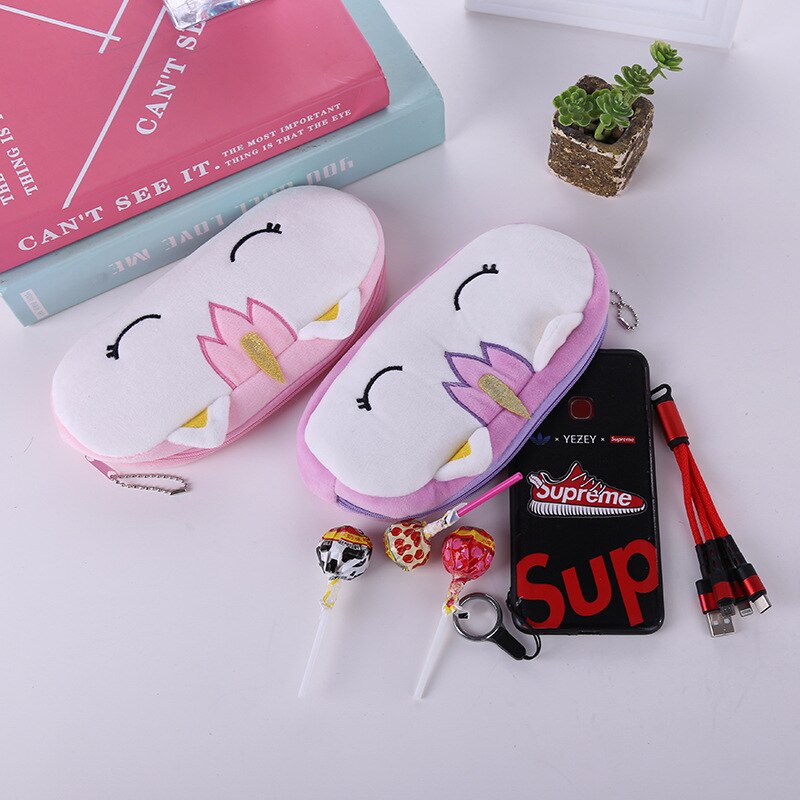 FUDEAM Soft Plush Cartoon Women Long Coin Purse Cute Zipper Girl School Stationery Pencil Case Usb Cable Storage Bag Key Wallet