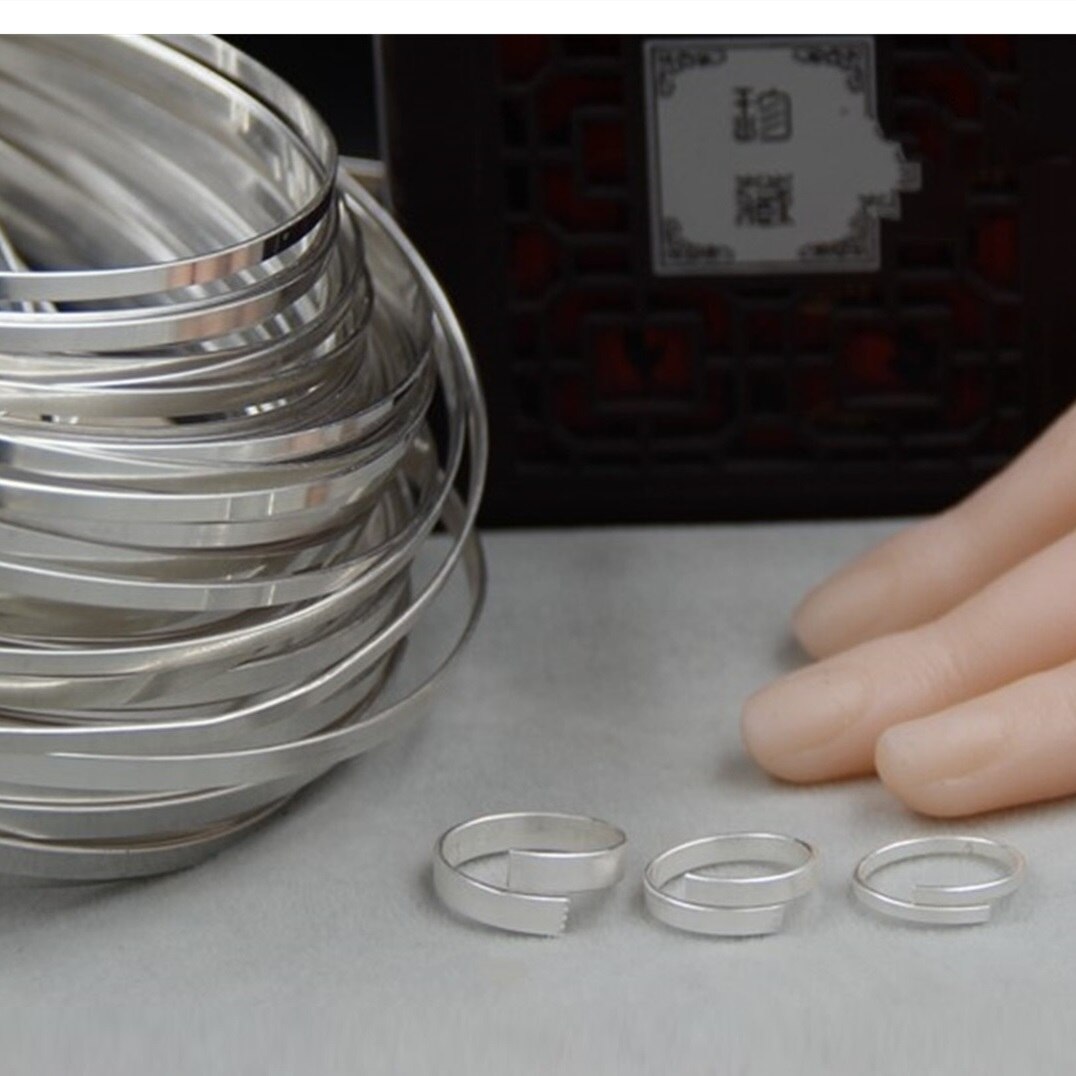 925 sterling zilveren rechthoekige platte draad manchetring blanco voor het maken van sieraden, lengte 100 mm