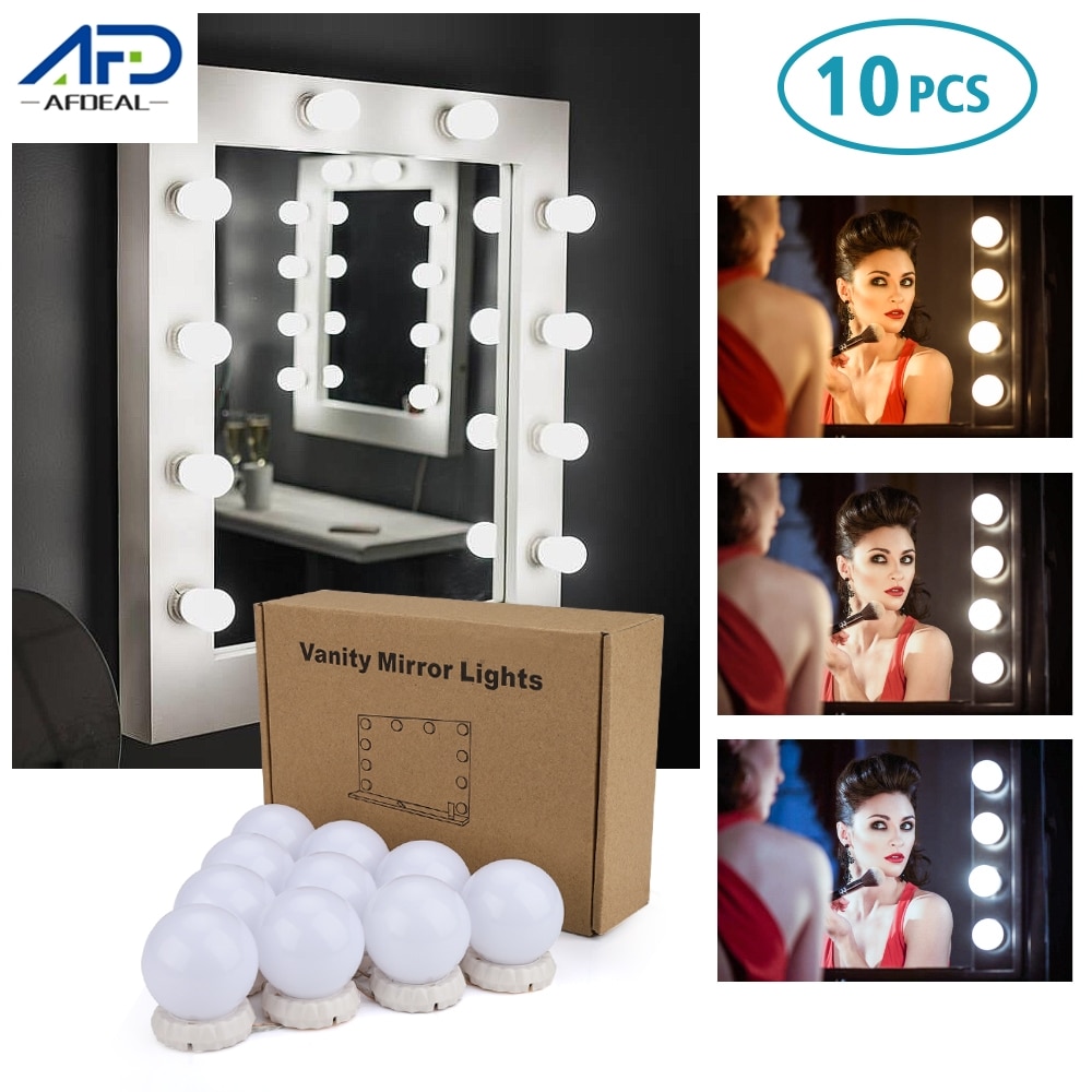 Make-Up Spiegel Licht 10 Lampen Hollywood Vanity Lights 3 Modes Kleuren Kaptafel Make Up Spiegel Lamp Woondecoratie