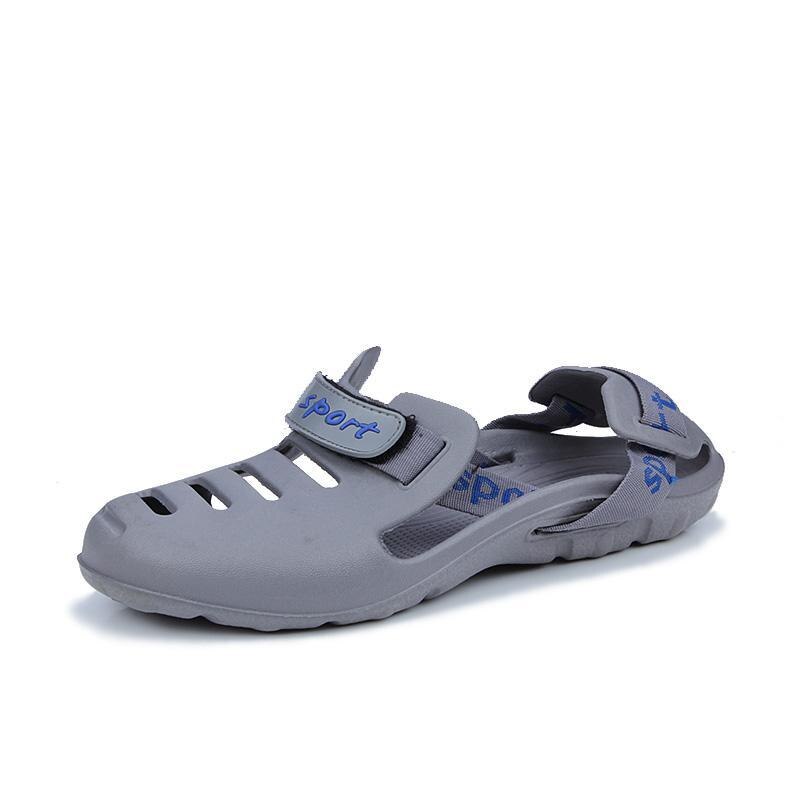 Grande taille été hommes plage eau sandales étudiants en plein air imperméable pantoufles solide jeunesse Cool respirant paresseux chaussures: Gris / 9.5