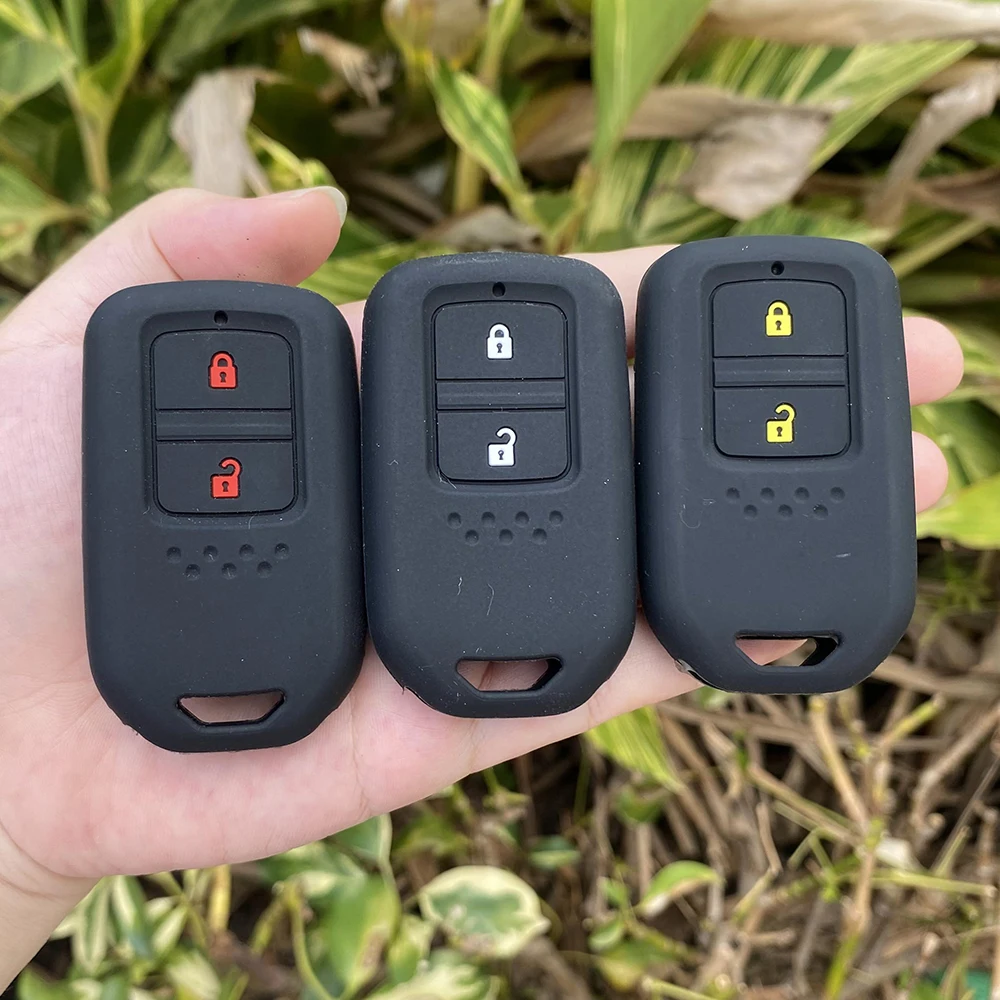 Funda de silicona para llave de coche de 2 botones, protección de la piel, soporte de carcasa de goma para Honda Vezel City Civic Jazz CRV Crider HRV Fit Freed