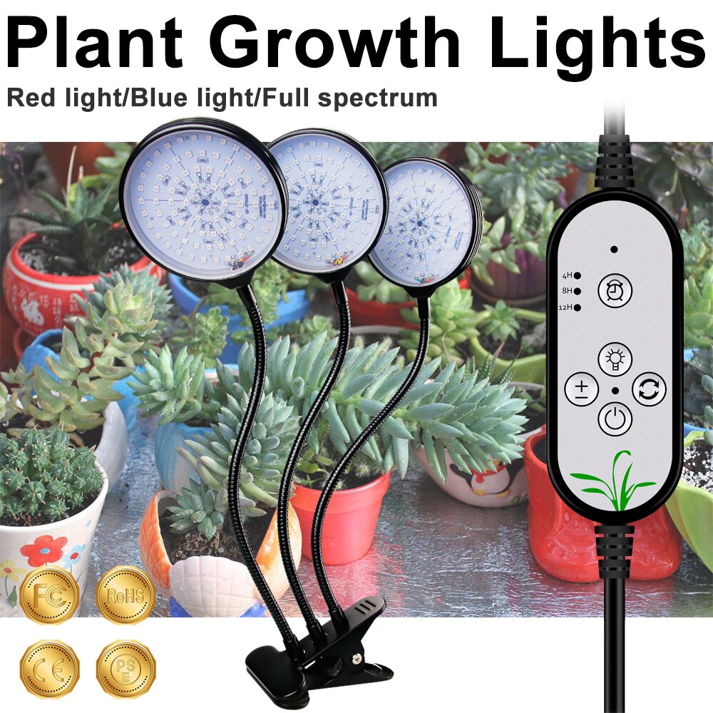 LED Grow Light Full Spectrum LED Rood Blauw 5V USB Kweeklampen Flexibele Slang Voor Planten Zaailingen Bloeiende Planten groeilicht: 3 Heads USB Port