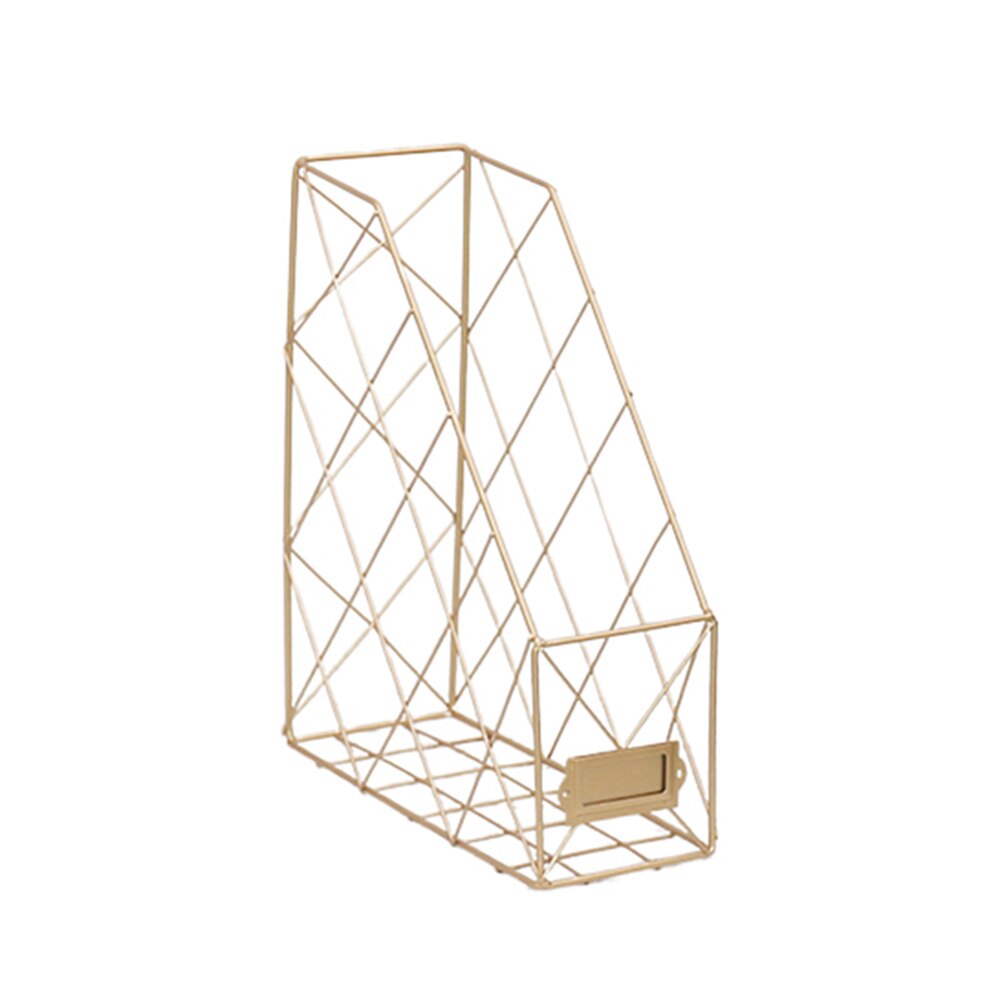 Metal Desktop Office Study Room Books Storage Rack Bookshelf Holder Organizer: Golden
