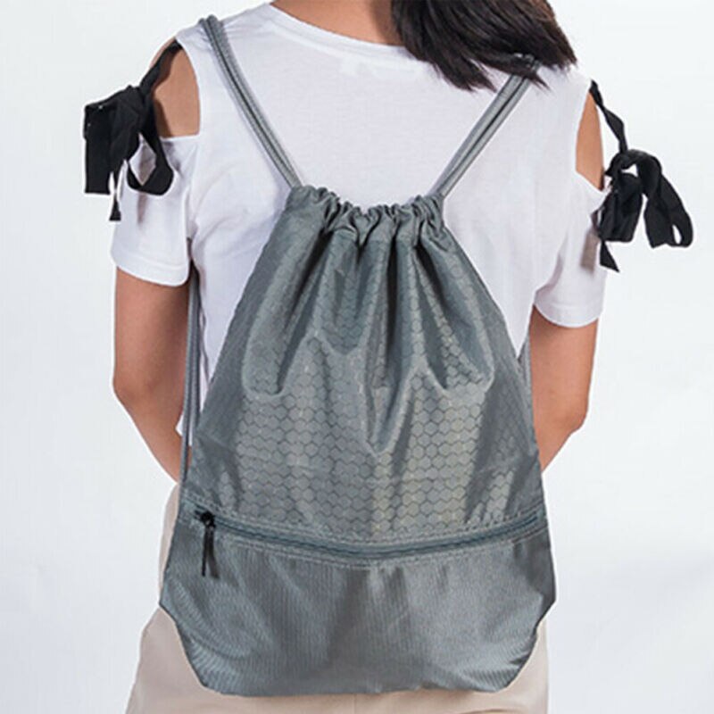 Mochila de nailon con cordón impermeable portátil para estudiantes, mochila de ciclismo deportivo con cordón, organizador de ropa y zapatos