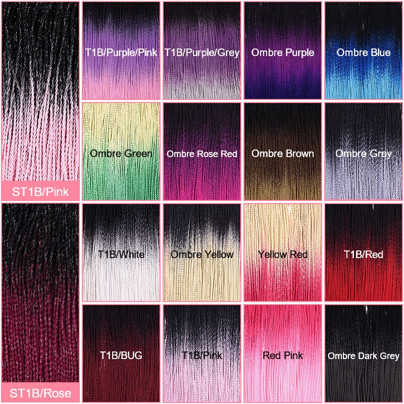 Silike 24 inch Ombre Senegalese Twist Hair Crochet Braids 30 Roots Pre-looped Synthetic Crotchet Braiding Hair for Women