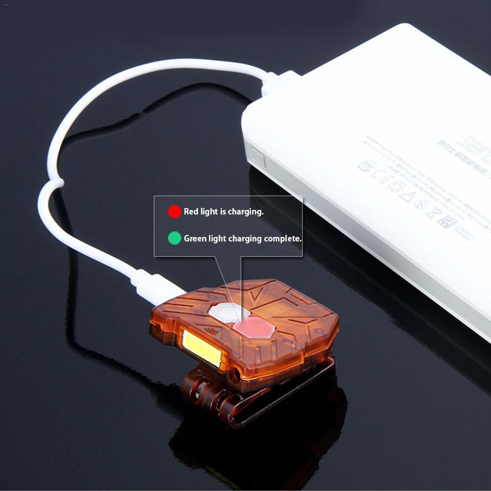 Led-koplamp met clip, lichtgewicht, usb-oplaadbaar, cob-koplamp met inductieve hoofdlamp voor nachtvissen