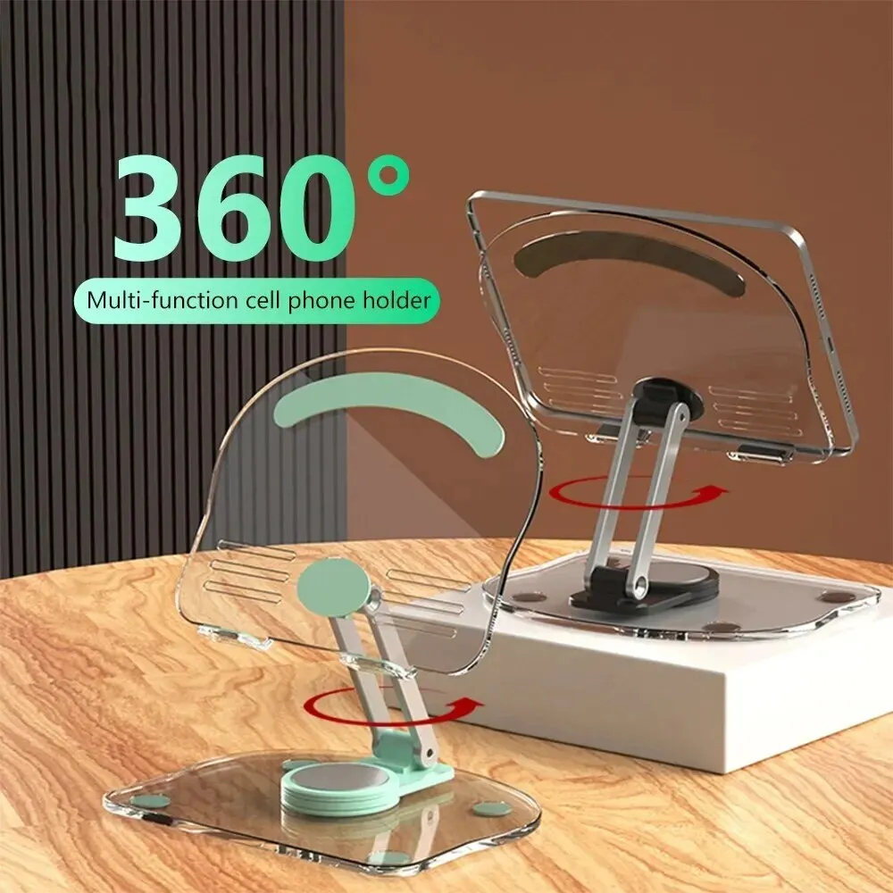 Transparante roterende standaard Acrylplaat Desktop Mobiele telefoon Tablet Universele live opvouwbare aanpassing Computersteunstandaard