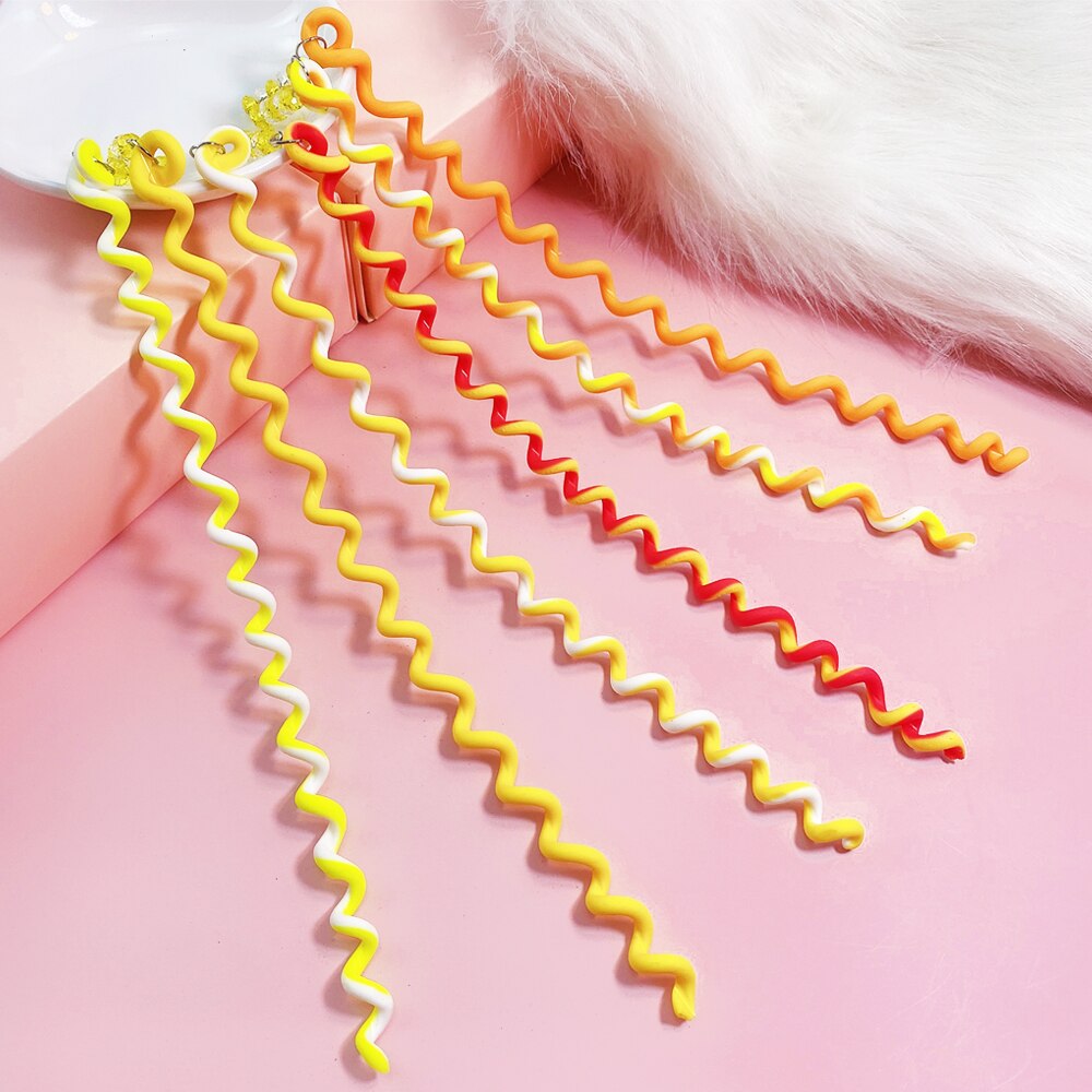 1 sæt /6 stk regnbue farve pandebånd hårbånd krystal langt elastisk hårbeklædning til pige hovedbeklædning børnehår tilbehør værktøj: Gul sæt 3