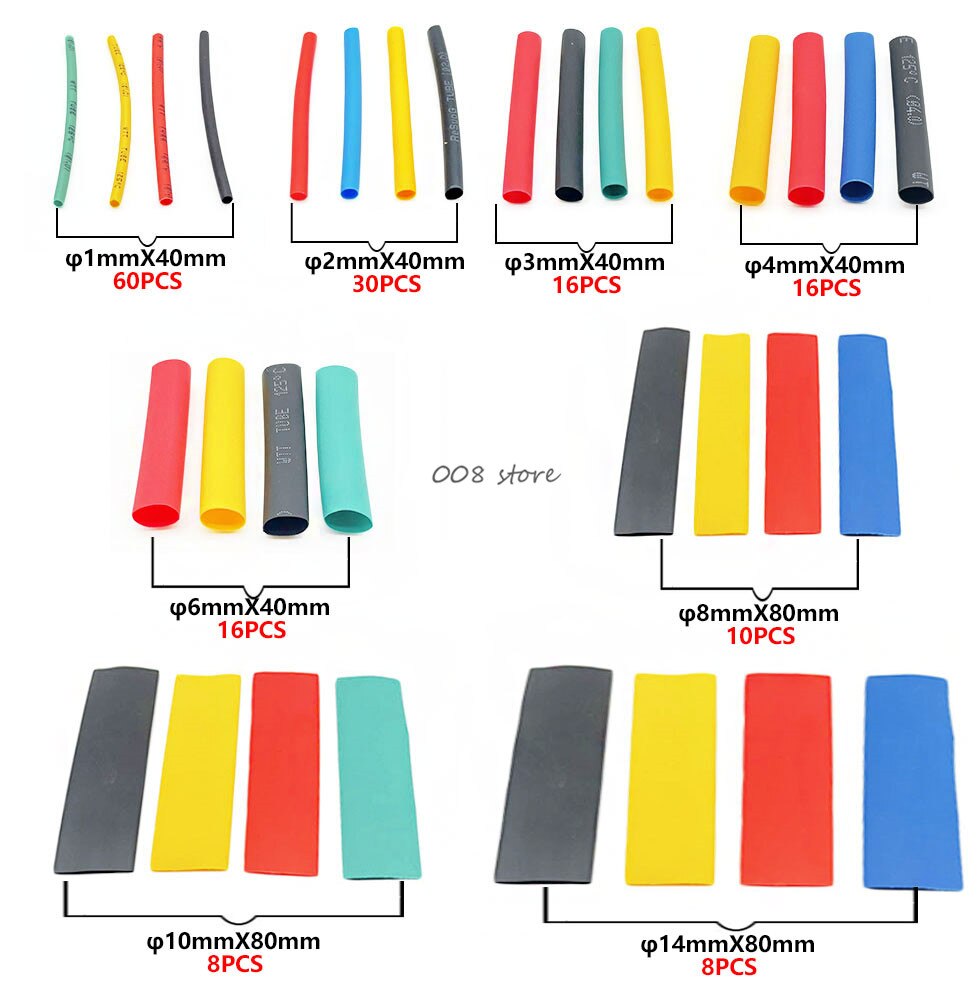 164pcs heat-resistant tube heat shrinkable packaging kit, heat shrinkable tube supporting wire and cable insulating tube