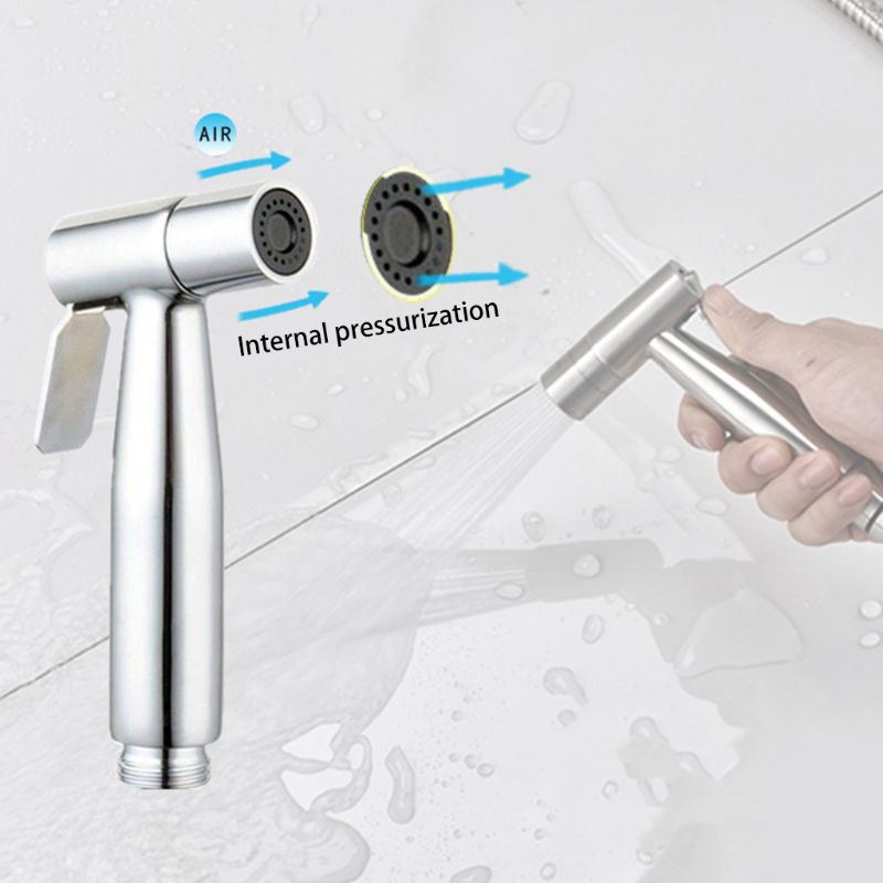 Håndholdt rustfritt stål bidet sprøyte bleie sprøyte sett til dårlig baby klut bleie bidet vedlegg toalett
