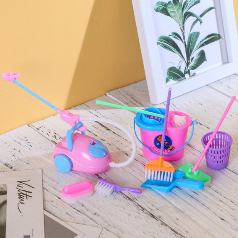 9 stk / sæt klassisk barndoms sjov roman legehus legetøj rengøringssæt foregive lege legetøj til børn populære husholdnings legetøj