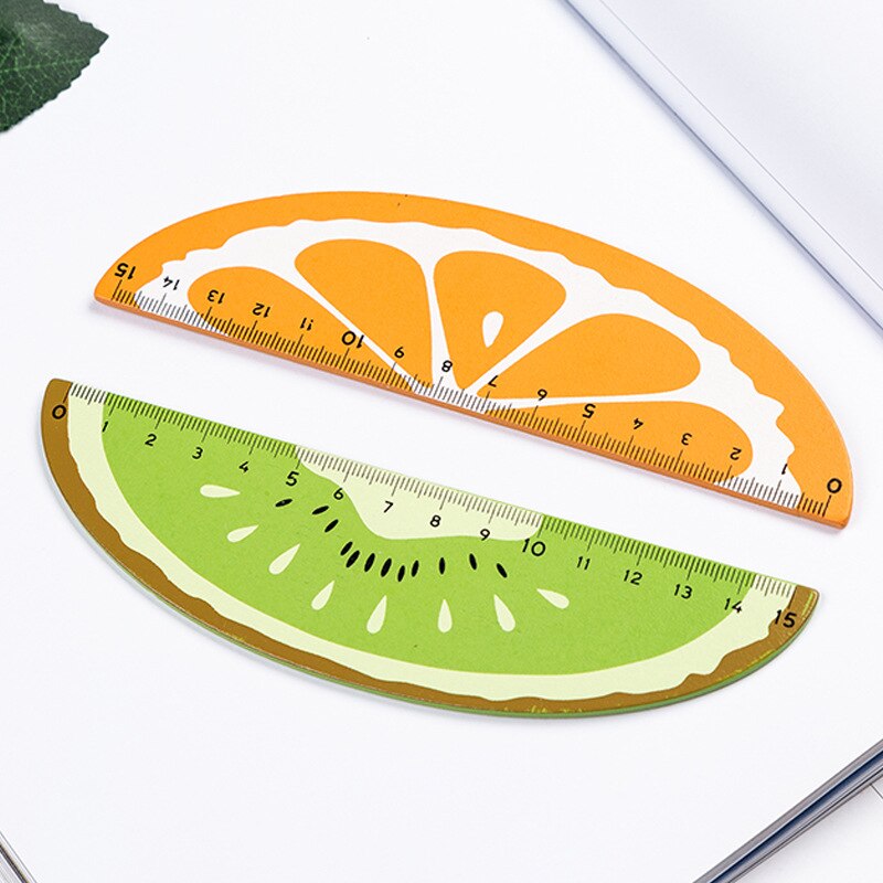 Tecknad frukt apelsin vattenmelon citron linjal mäta rak linjal verktyg reklampapper