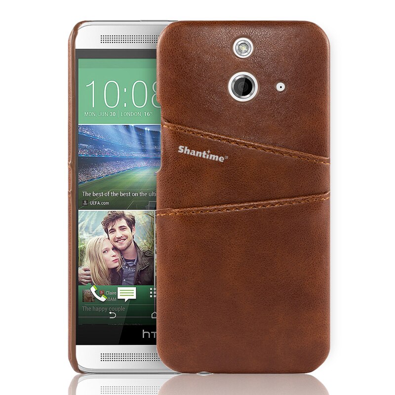 Luxury Vintage Pu Leather Wallet Case For HTC One E8 Phone Bag Case For HTC One M8 Business Card Slots Case: For HTC One M8 / Brown