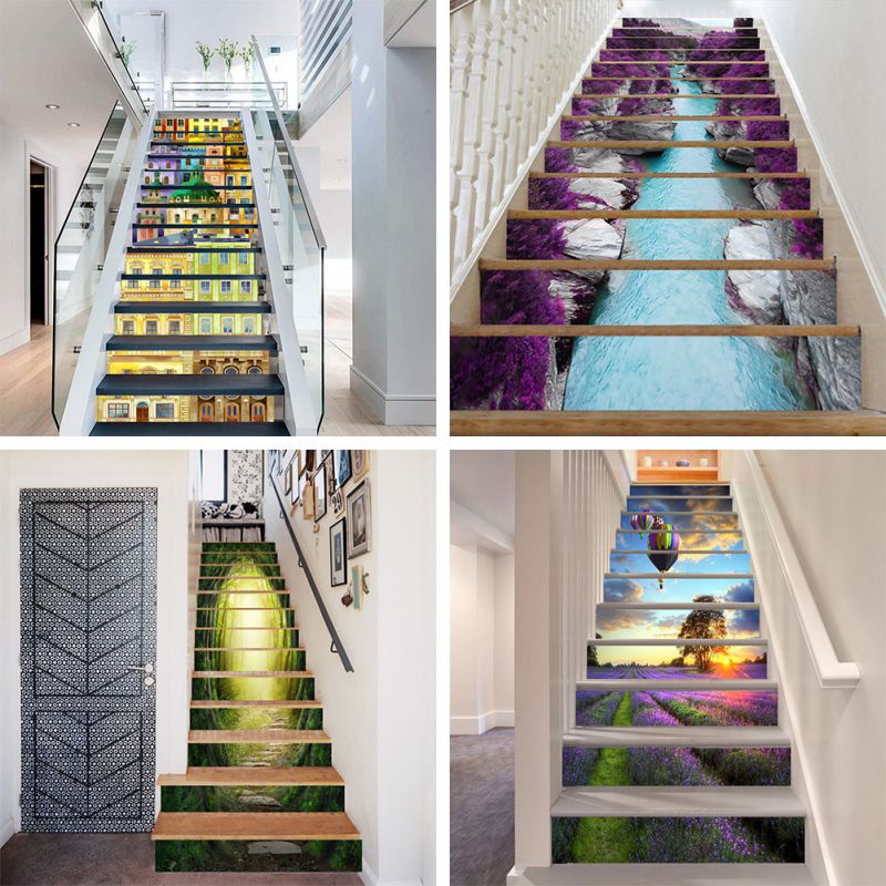 3D Stair Stickers Handicrafts Waterproof Removable Self Adhesive DIY Stairway Decals Stairs Decoration