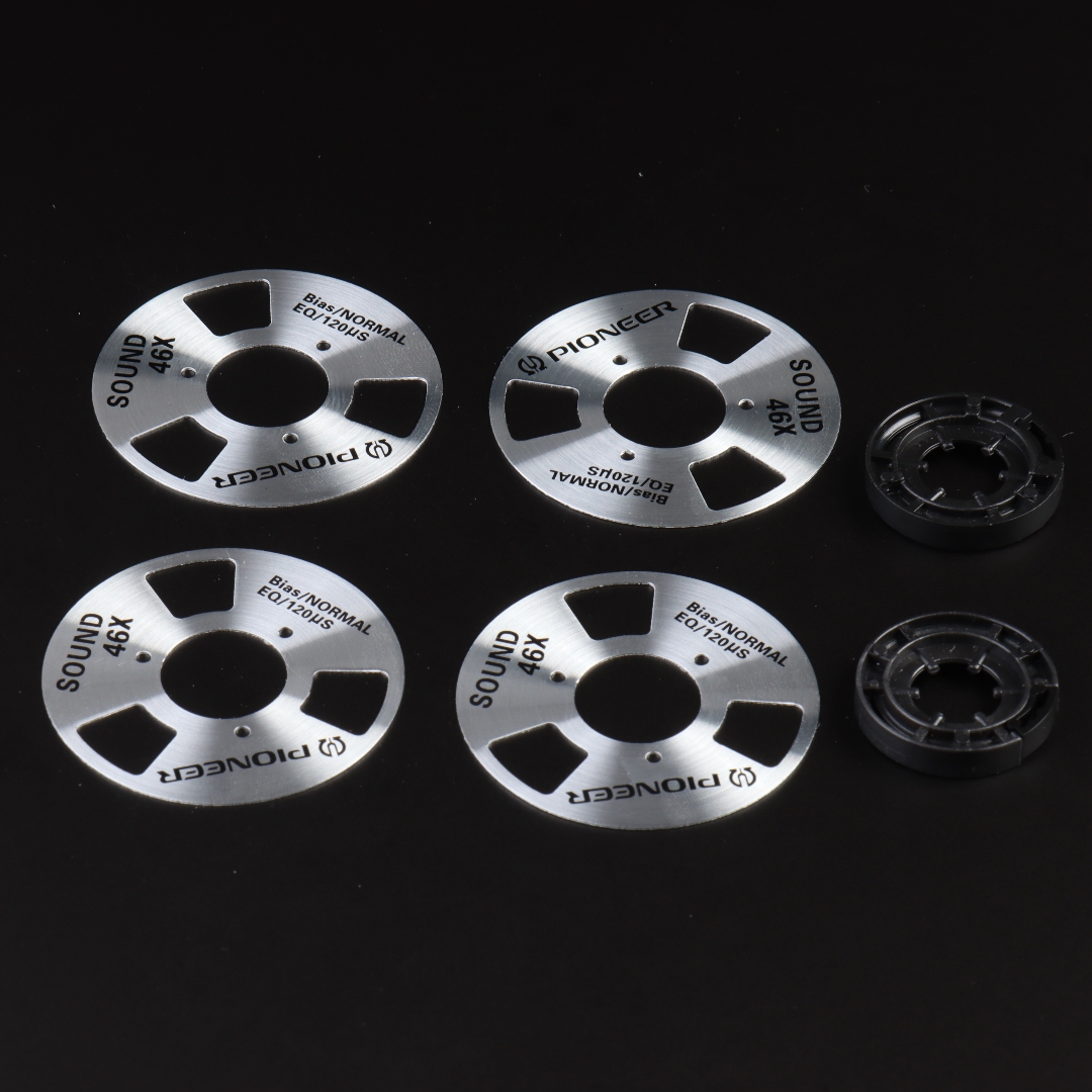 DIY Homemade (Aluminum) Reel To Reel Cassette for Audio Recording Cassette Tape - Gold Silver (Pack of 4 Reels + 2 Wheel)