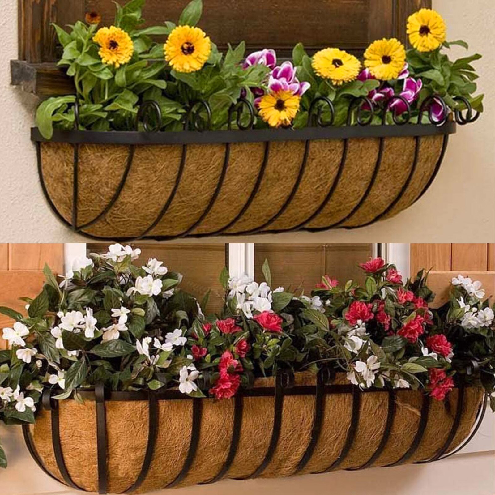 4 Sizes Coco Liner Trough Half Moon Shaped Planter Liner for Window Box