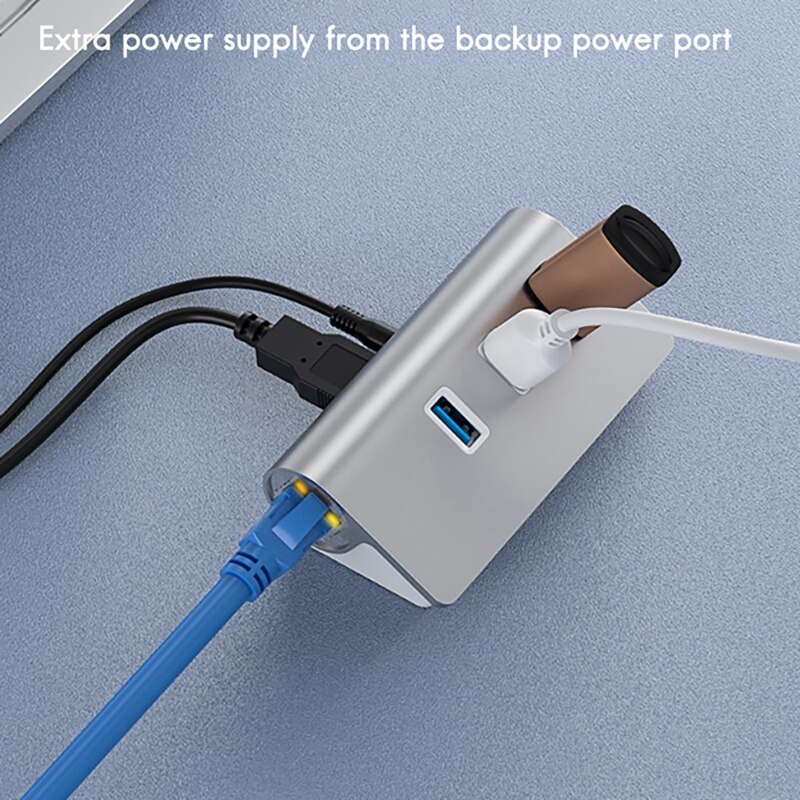 USB3.0 Hub 3-Poort Usb + Gigabit Ethernet Port 5Gbps Hub Docking Station Voor Desktop Computers En Laptops