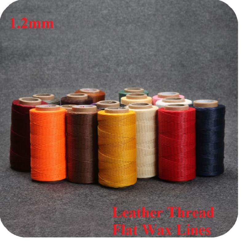1Pcs 1.2Mm Leer Draad Platte Wax Lijnen Diy Handgemaakte Ambachtelijke Speciale Lijn Naaien Waxed Lederen Handwerk Tool Stiksels 18 Kleuren