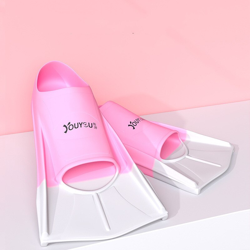 Swimming Fins Men Silicone Short Flippers Children Diving Duck Flippers Snorkeling Equipment Women: pink / M(39-41)