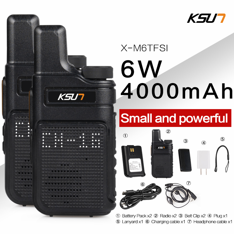 KSUN-Mini Walkie Talkie portátil, Radio de dos vías, de M6, PMR 446: 2PCS M6