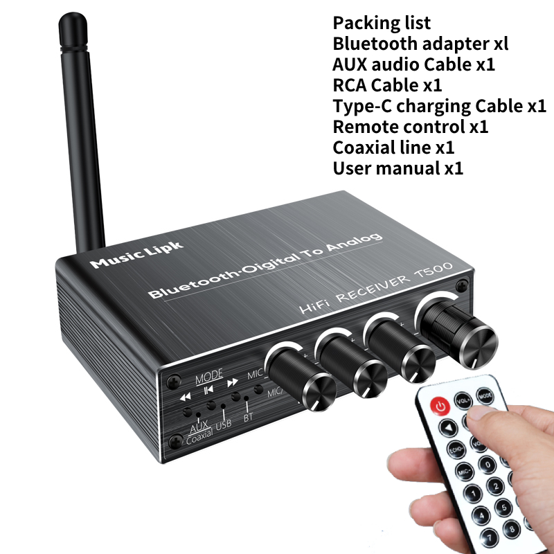 Receptor de Audio con Bluetooth 5,4, adaptador inalámbrico DSP, convertidor Coaxial DAC, USB, u-disk, Play 6,5, micrófono, Karaoke: Default Title