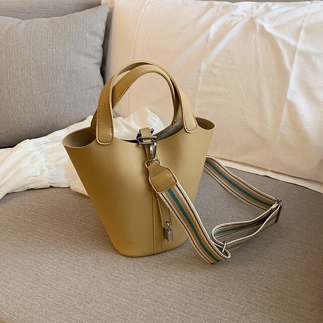 Pu leren bucket bags met hoge capaciteit voor dames, effen schoudertas, damestassen en portemonnees, dameshandtas: Khaki