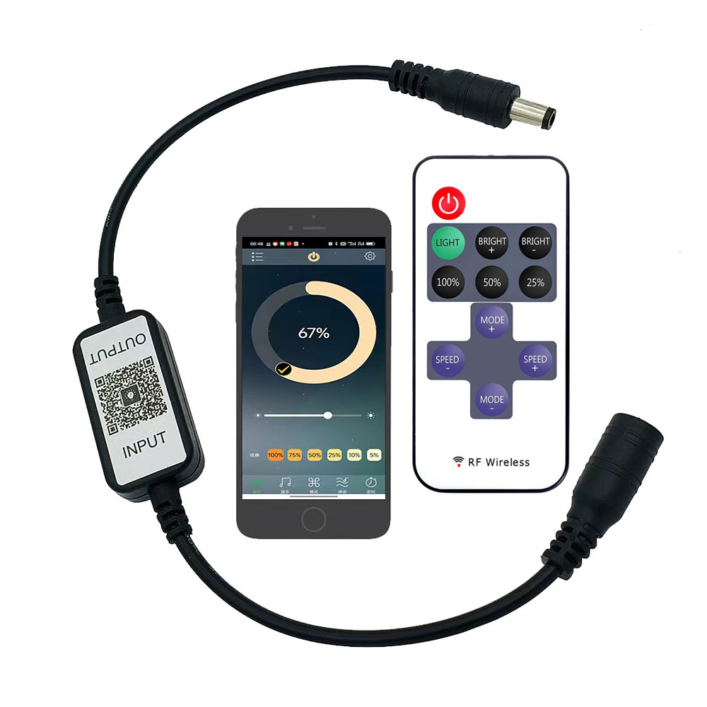 11 Key Mini Bluetooth Monochrome Controller LED Monochrome Light Strip Wireless Bluetooth Dimming Controller DC5-24V