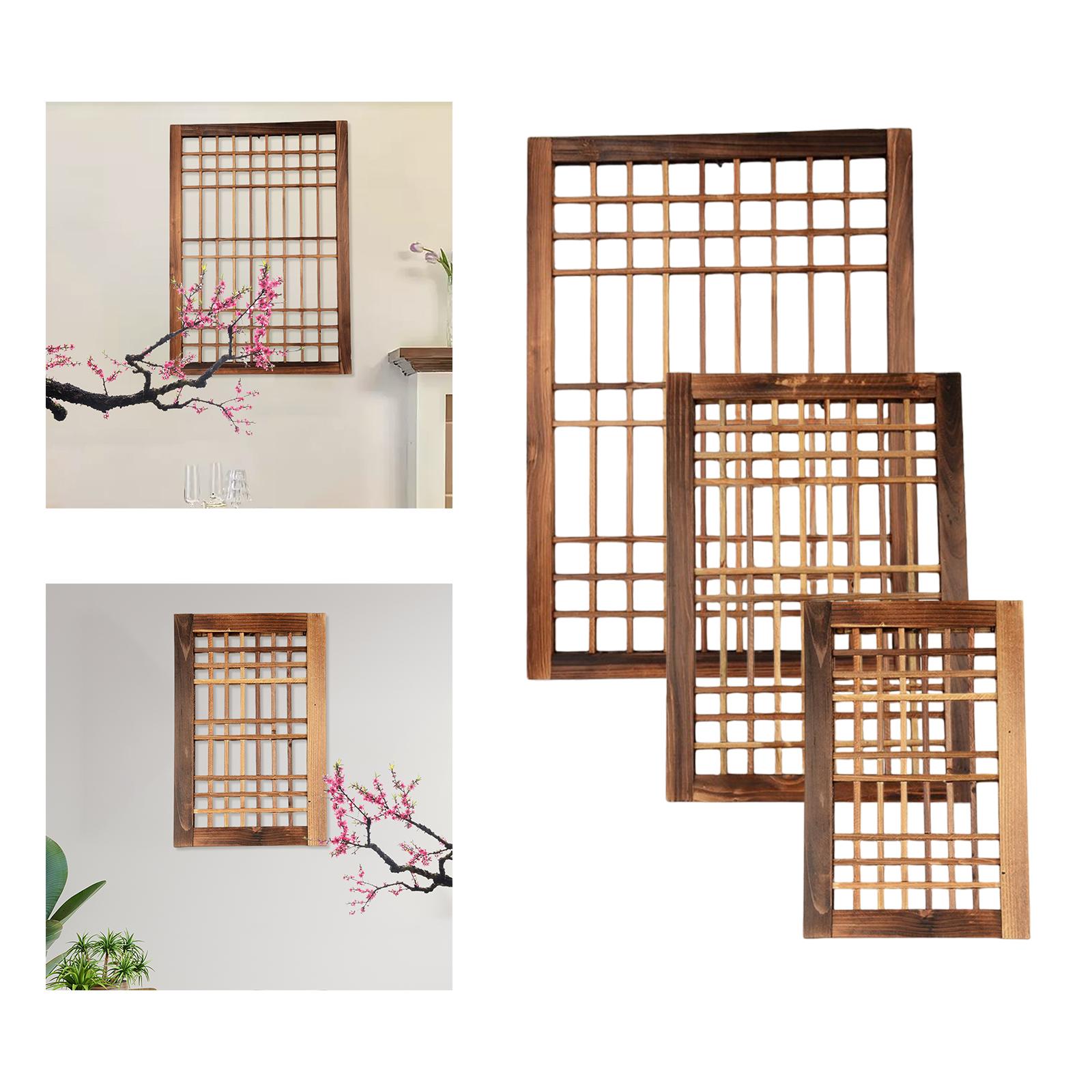Wooden Window Frame Lattice Window Pane Wall Decor for Backyard, Patio, to Hang