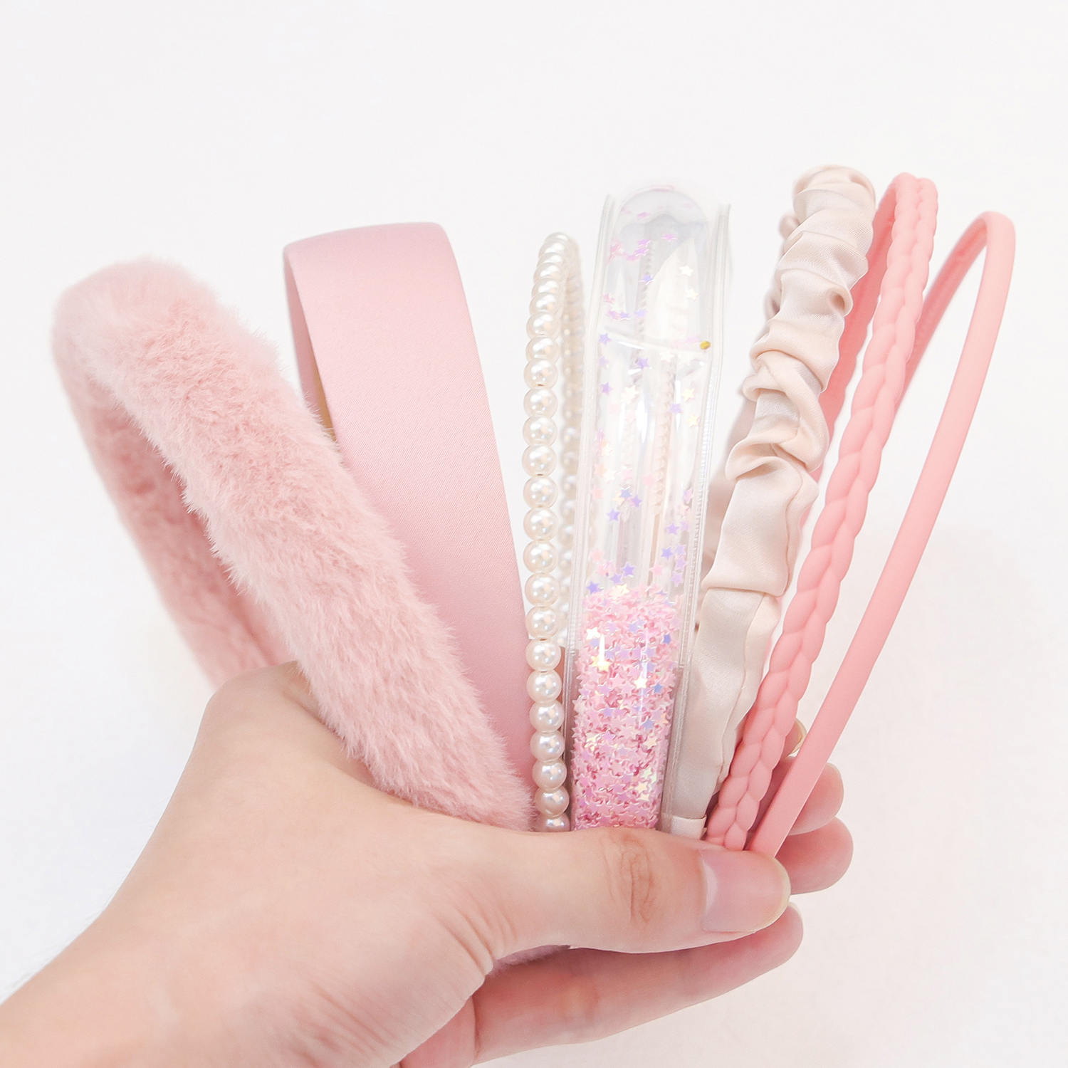 Conjunto de 7 Uds de diademas de para mujeres y niñas, diademas de perlas, diadema Simple versátil, aro para el cabello, accesorios para el cabello: Gris
