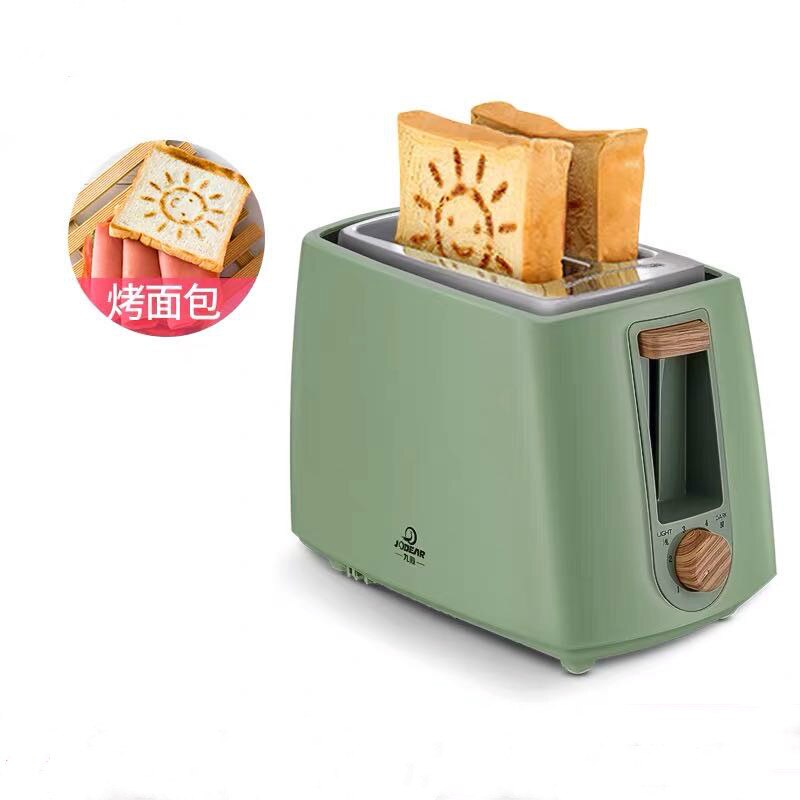 Stainless steel Electric Toaster Household Automatic Bread Baking Maker Breakfast Machine Toast Sandwich Grill Oven 2 Slice: Green
