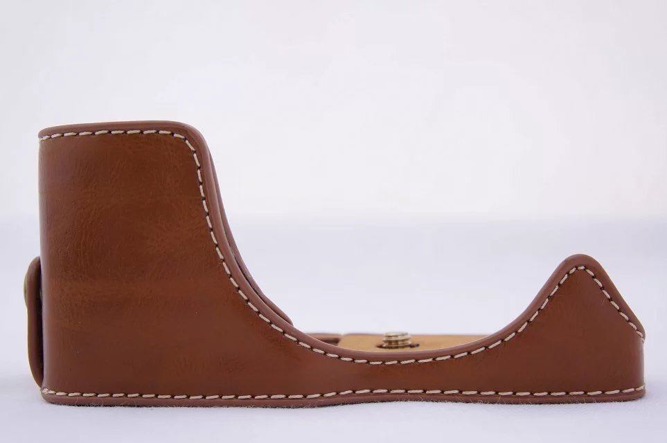 Pu Leather Camera case Bag for Canon EOS M2 EOS M EOS M Camera opening battery with strap: Brown