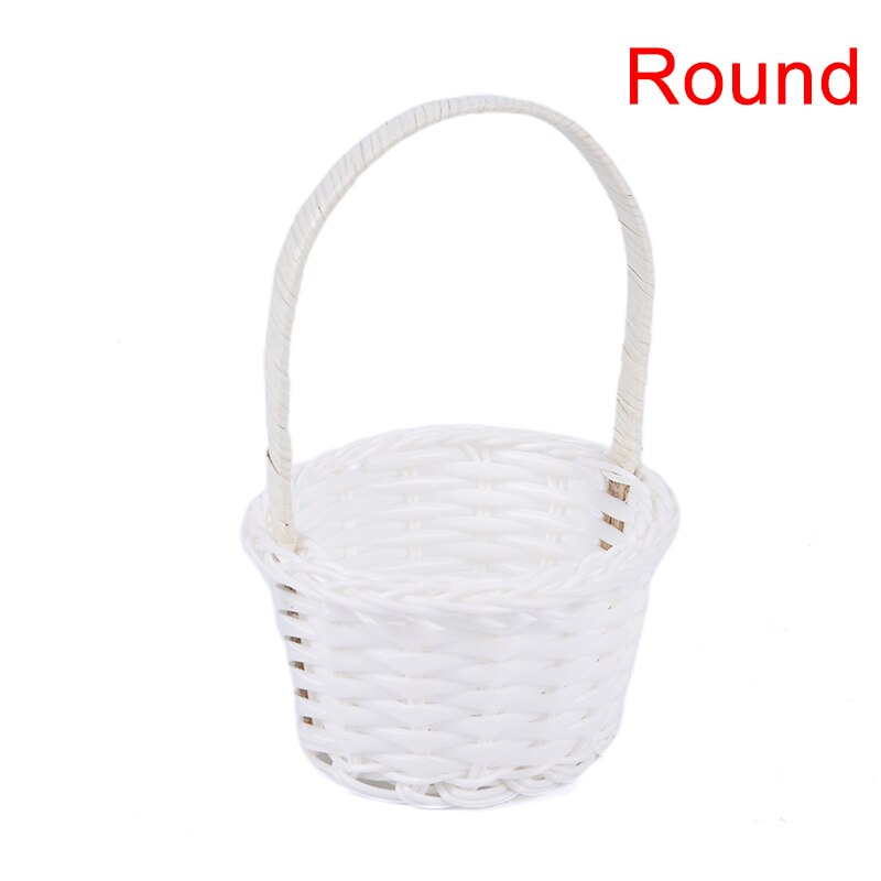Mini cestas de plástico tejidas a mano para almacenamiento, canastas de tela para flores, frutas, ratán, cosméticos, té y Picnic, 1 ud.: round