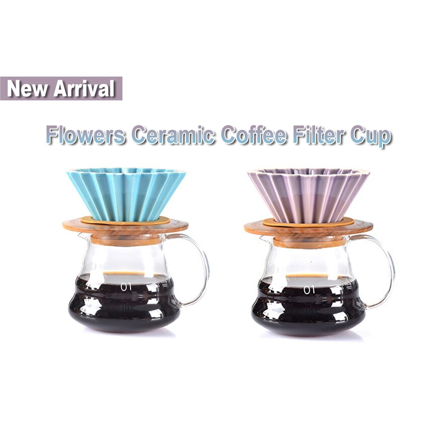 Espresso kaffe filter  v60 tragte dryp hånd kop filtre kaffe tilbehør tragt blomster keramisk kaffe kop origami filter kopper