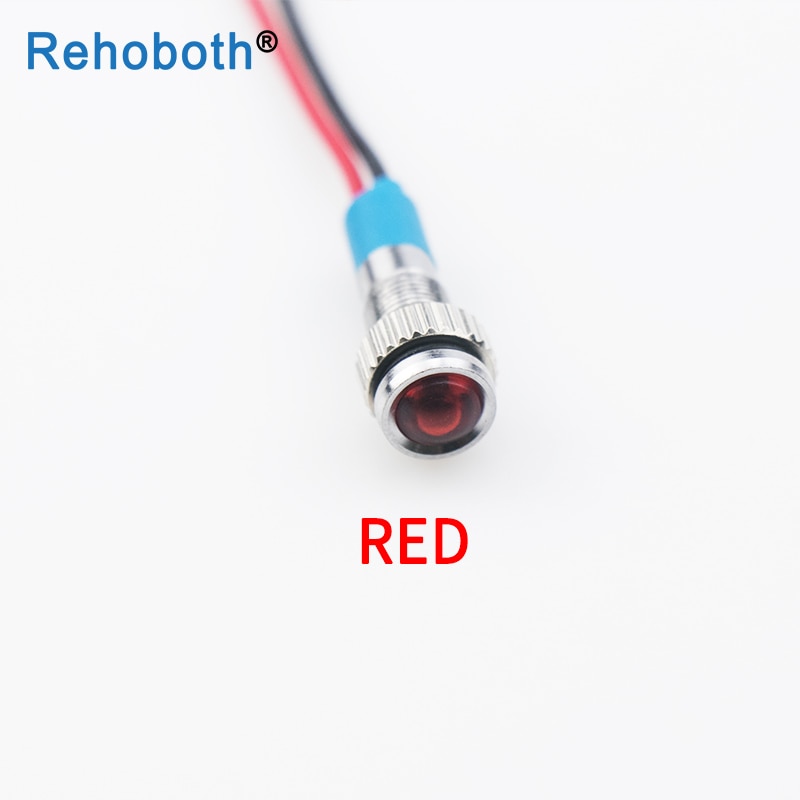 LED Metall dot signal licht mit draht 6mm 220V wasserdicht Signal lampe rot gelb blau grün weiß Anzeige licht