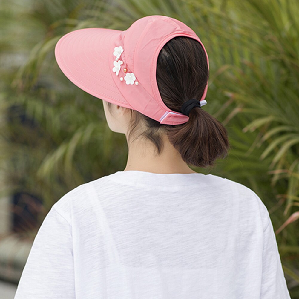 Zon Hoeden Voor Vrouwen Vizieren Hoed Vissen Fisher Strand Hoed Uv Bescherming Cap Zwart Casual Womens Zomer Caps Paardenstaart Breed rand Hoed