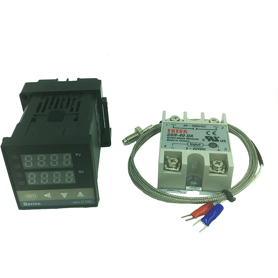 REX-C100 digital thermostat temperature controller SSR output K type thermocouple sensor 48 x 48 +SSR 40DA solid relay+sensor