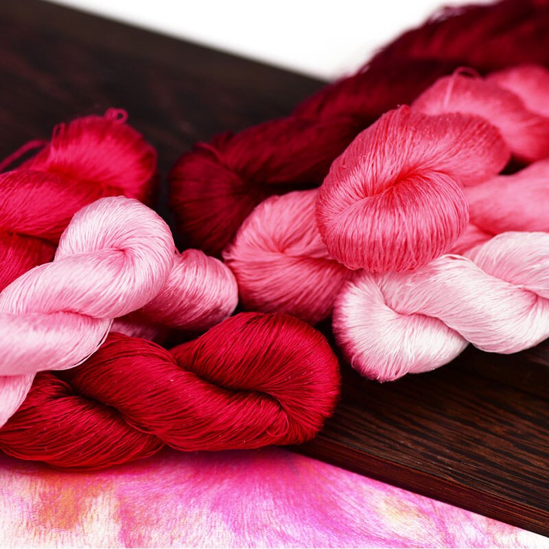 silk embroidery thread / 100% silk thread /hand embroidery embroider cross stitch/pink series/8 gradient colors