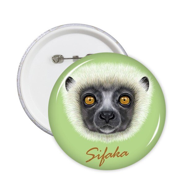 Witte Pluizige Sifaka Aap Dier Ronde Pinnen Badge Knop Kleding Decoratie 5 Pcs