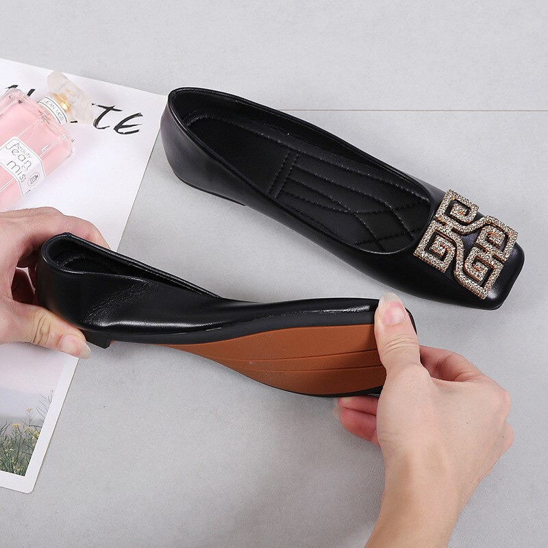 Platte schoenen dames zomer instappers ballerina's nette schoenen pu leren ballerina's voor dames