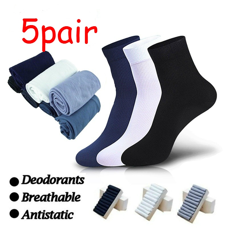 5 par herre sokker stiler svarte sokker pustende høst vinter for mannlig mannskap silke sokker herre bomullssokker