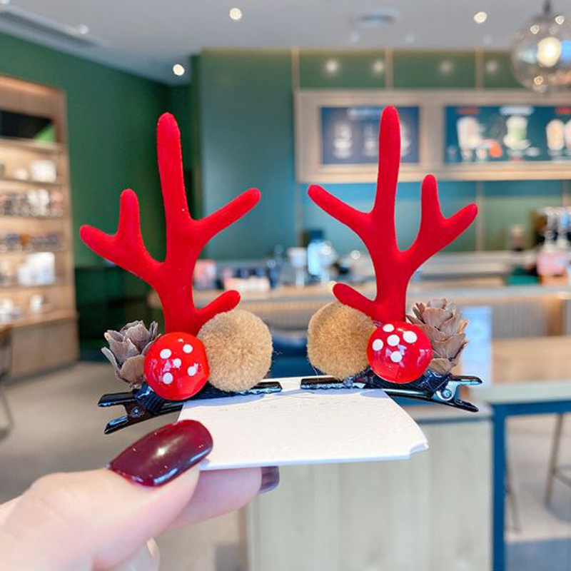 Serre-tête en bois d'élan pour filles, épingle à cheveux, serre-tête de dessin animé, décoration de noël, Super mignon, 2022: Pine cone A