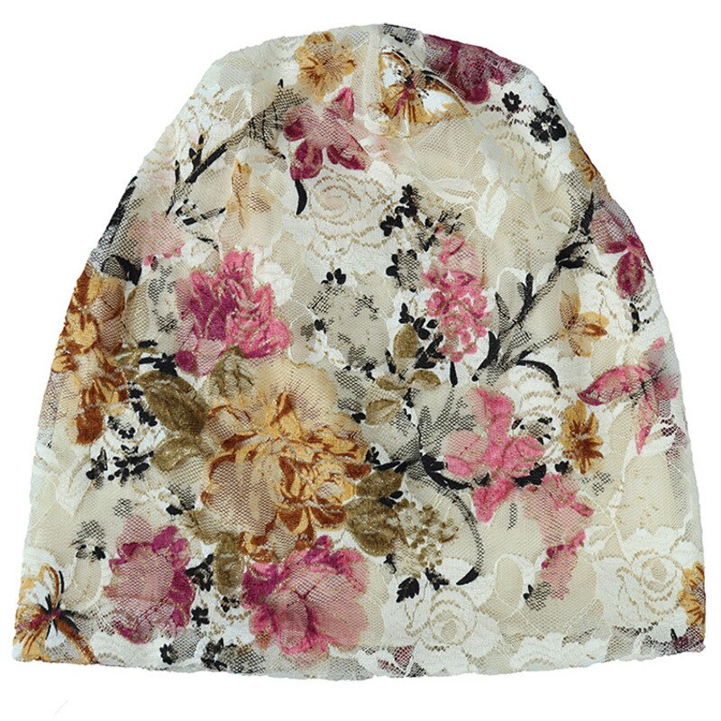 Casual kvinnor spetsblomma mössa mössa damer stickad vår sommar mössa kvinnors skullies gorro kvinna mössor