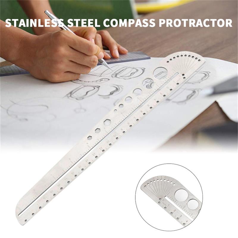 Protractor Carpenter Tools Multifunctional Ruler Stainless Steel Angle Protractor Measuring Tool Protractor Ruler Woodworking