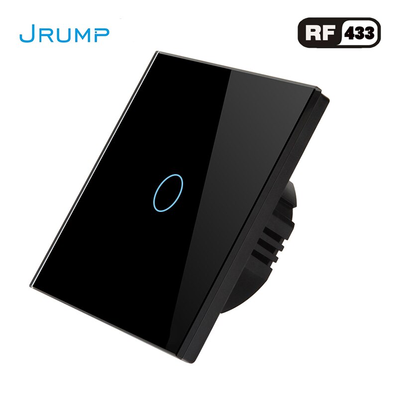 EU Standard Remote Control Touch Switch Light Switch Wall Switch RF433 Wireless Interrupter SwitchAC100-220V Tempered Glass Panl: JR-EU-RF Black / 3-Gang