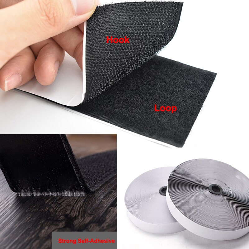 Ruban adhésif Double crochet et boucle, 5 mètres, Nylon, multi-tailles, auto-adhésif magique avec colle forte